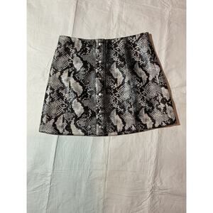 Urban Outfitters UO Snakeskin Print Skirt Faux Leather Button Up Brown Sz S